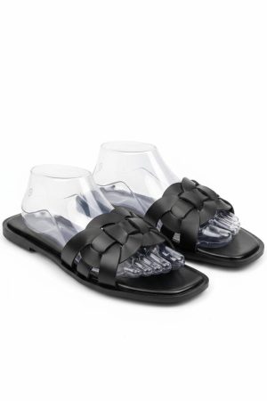 Braided Leather Slides