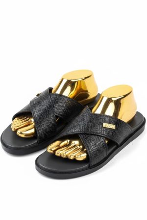 Cross-Bar  Leather slide