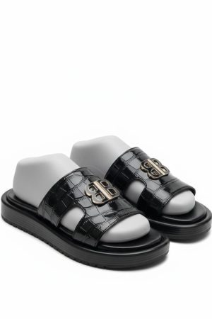 Croc-Embossed Logo Slide