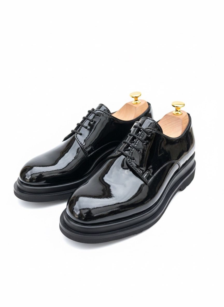 Premium Patent Leather Chunky Derbys