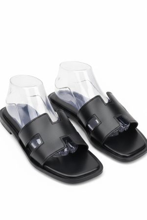 H-Strap Leather Slides