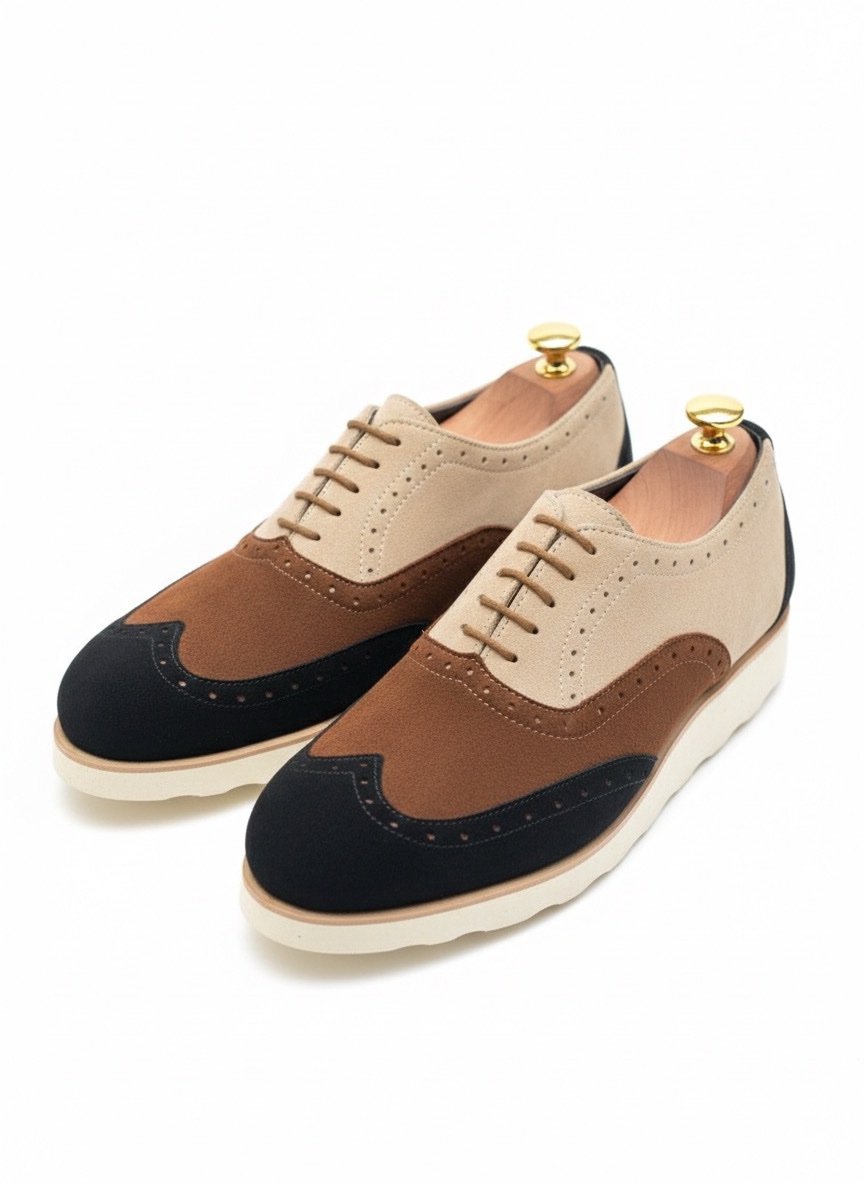 Tri-Tone Suede Wingtip Broques