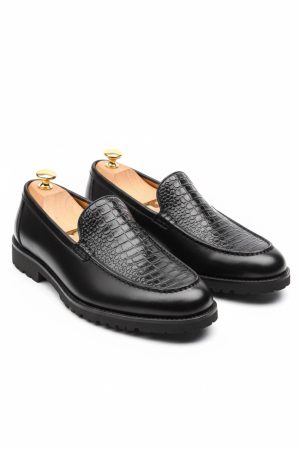 Leather Lug-Sole Loafers