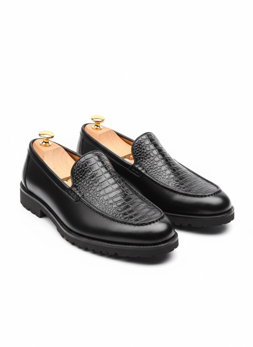 Leather Lug-Sole Loafers