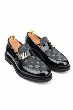 Louis Vuitton Monogram Eclipse & Patent Leather Loafers