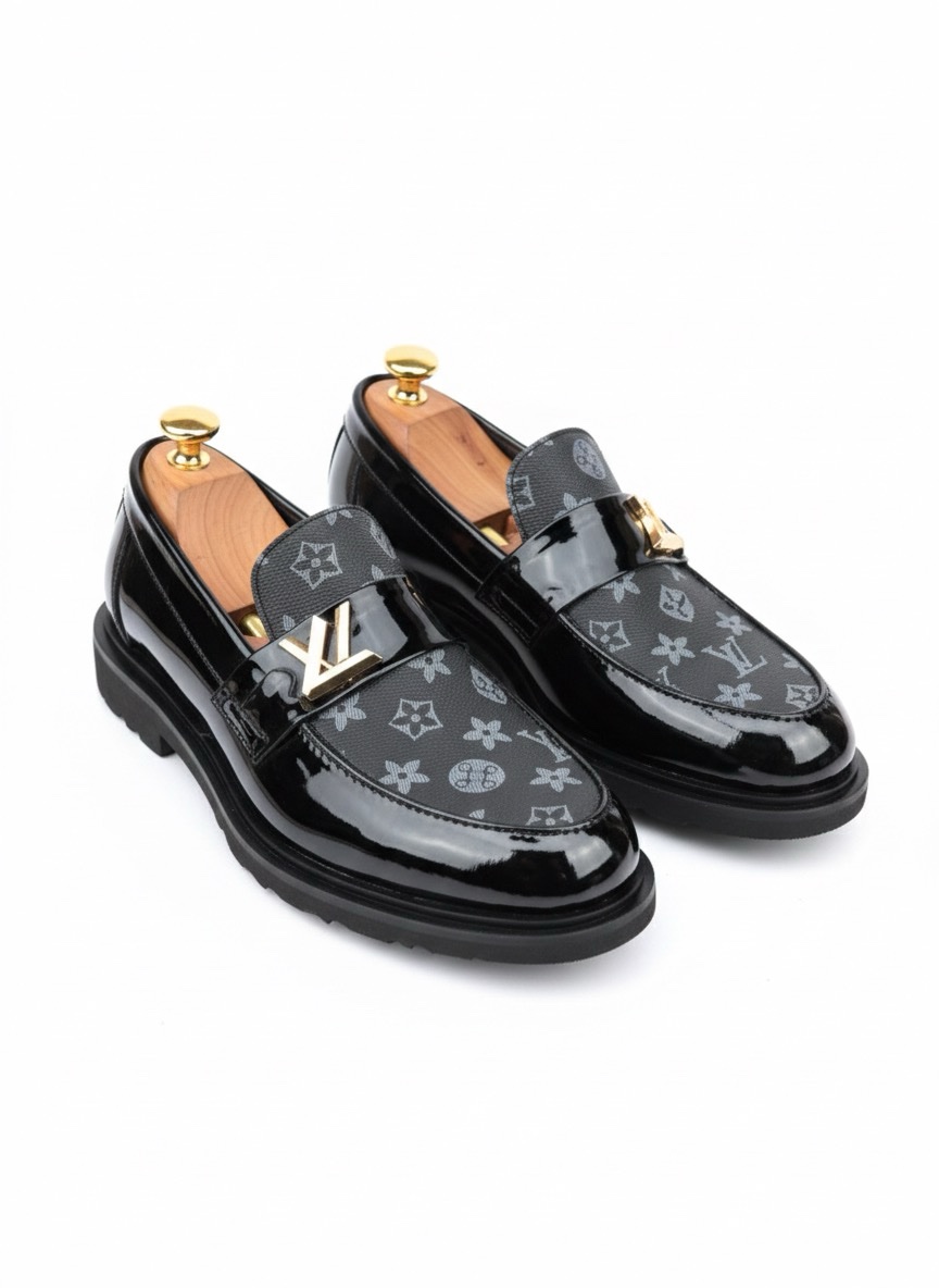 Louis Vuitton Monogram Eclipse & Patent Leather Loafers