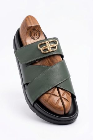 Olive Green Velcro Cross slide