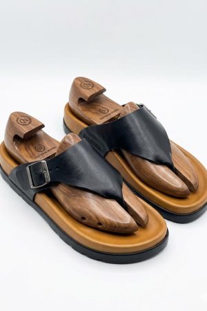Buckled Shield Thong Sandals