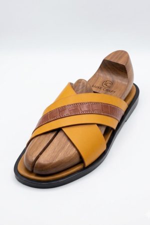 Two-Tone Croc-Accent Cross-Slides