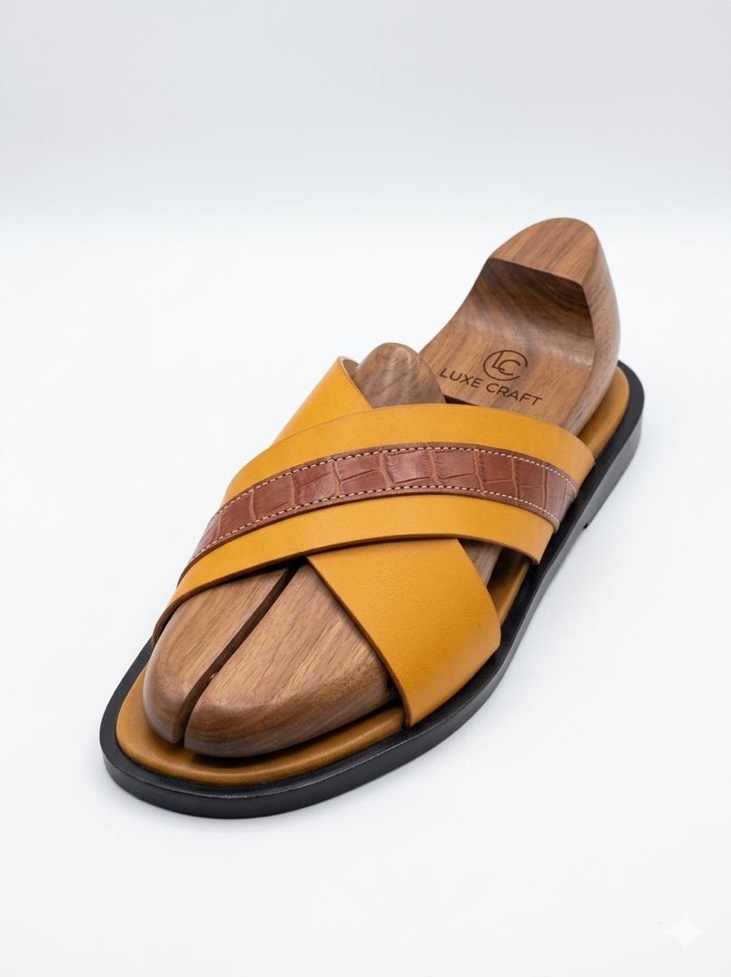 Two-Tone Croc-Accent Cross-Slides